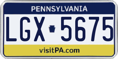 PA license plate LGX5675