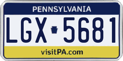 PA license plate LGX5681
