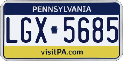 PA license plate LGX5685