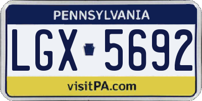 PA license plate LGX5692