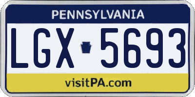 PA license plate LGX5693