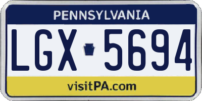 PA license plate LGX5694