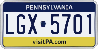 PA license plate LGX5701