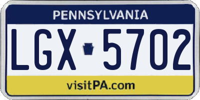 PA license plate LGX5702