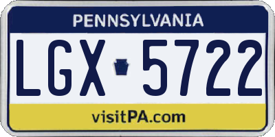 PA license plate LGX5722