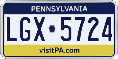 PA license plate LGX5724
