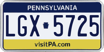 PA license plate LGX5725