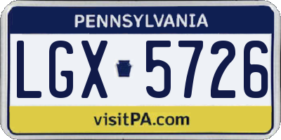 PA license plate LGX5726