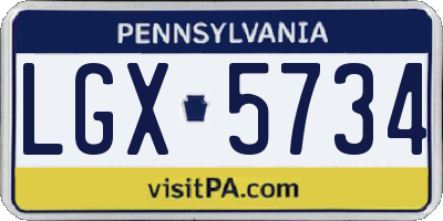 PA license plate LGX5734