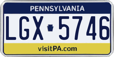 PA license plate LGX5746