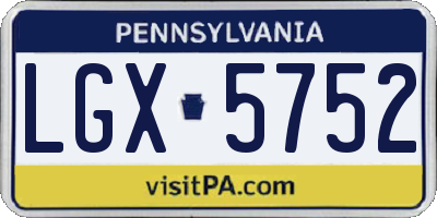 PA license plate LGX5752