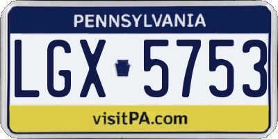 PA license plate LGX5753