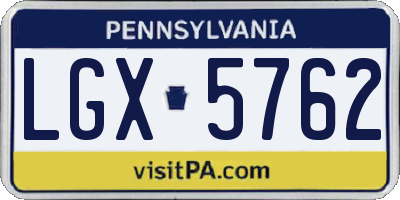 PA license plate LGX5762