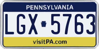 PA license plate LGX5763