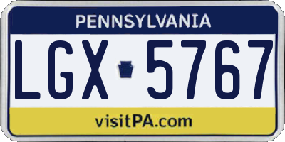 PA license plate LGX5767