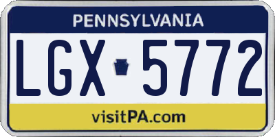 PA license plate LGX5772
