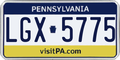 PA license plate LGX5775