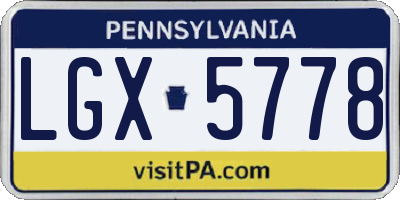 PA license plate LGX5778