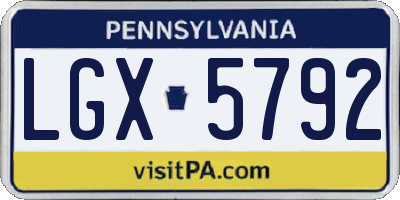 PA license plate LGX5792