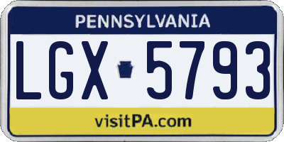 PA license plate LGX5793