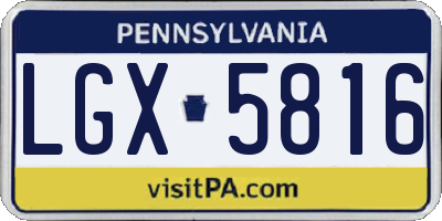 PA license plate LGX5816
