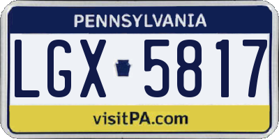 PA license plate LGX5817