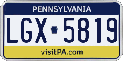 PA license plate LGX5819