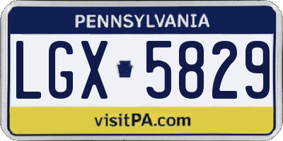PA license plate LGX5829