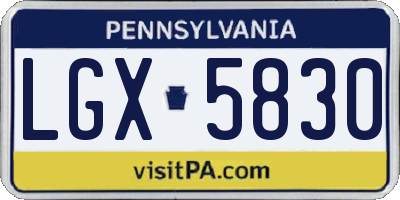 PA license plate LGX5830