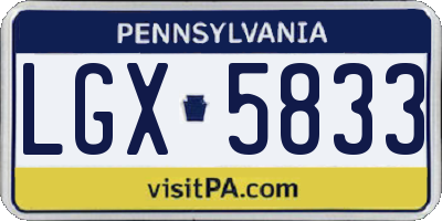 PA license plate LGX5833