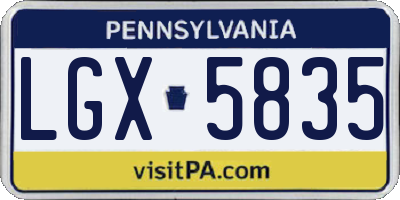 PA license plate LGX5835