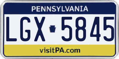 PA license plate LGX5845
