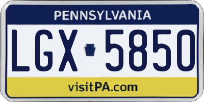 PA license plate LGX5850