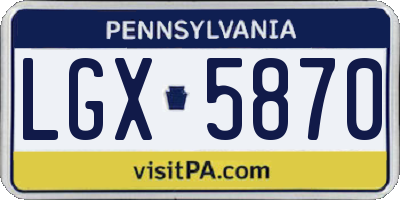 PA license plate LGX5870
