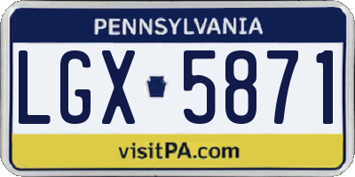 PA license plate LGX5871