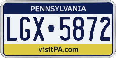 PA license plate LGX5872