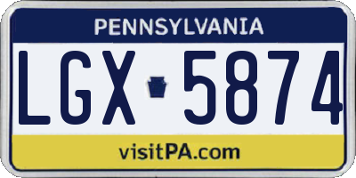 PA license plate LGX5874