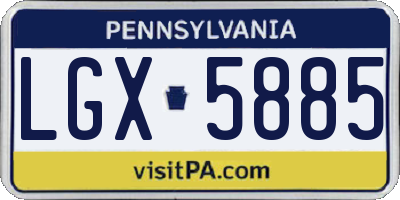 PA license plate LGX5885