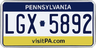 PA license plate LGX5892