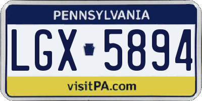 PA license plate LGX5894
