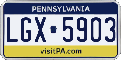 PA license plate LGX5903