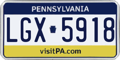 PA license plate LGX5918