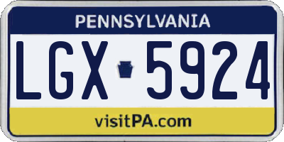 PA license plate LGX5924