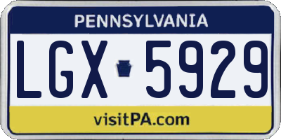 PA license plate LGX5929