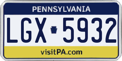 PA license plate LGX5932