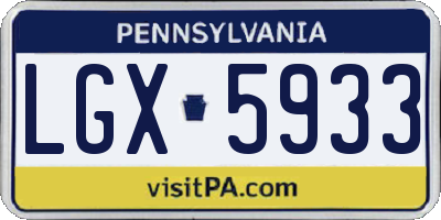 PA license plate LGX5933