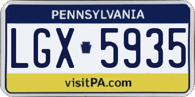 PA license plate LGX5935