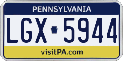 PA license plate LGX5944