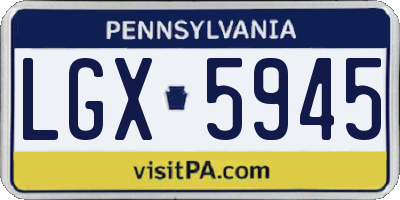 PA license plate LGX5945