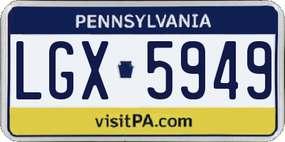 PA license plate LGX5949